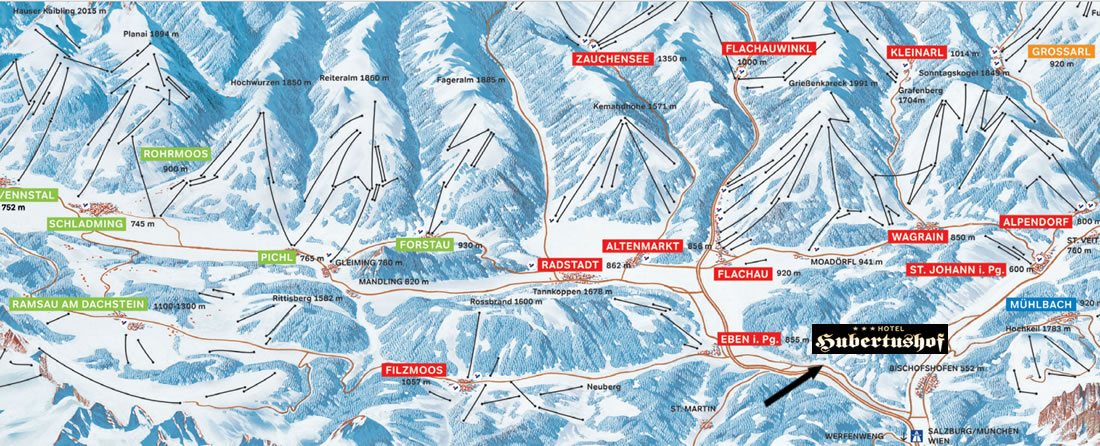 Lageplan Hotel Hubertushof in Hüttau